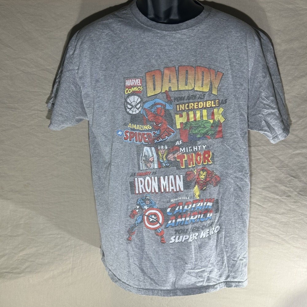 Marvel "Daddy Super Hero" Father's Day Graphic T-Shirt Gray Large